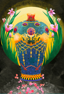 蓝韵国潮 探秘中国风瓷器梅瓶的工艺之美与插画新生